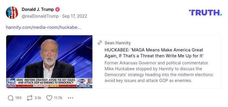 Post image from Donald Trump