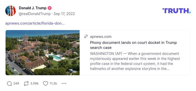 Post image from Donald Trump