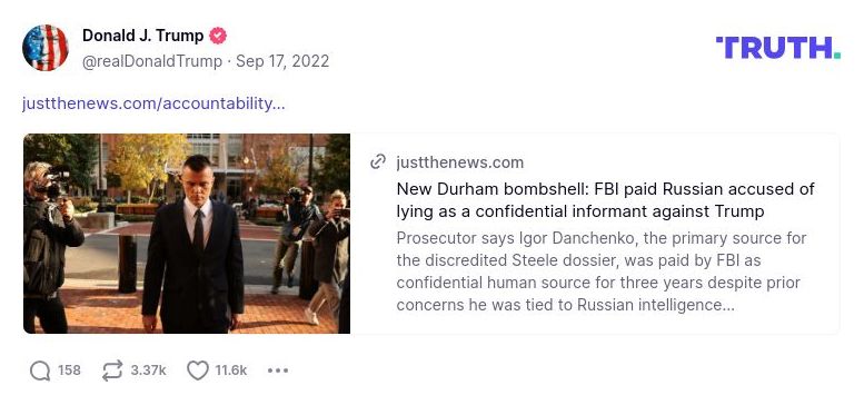 Post preview from Donald Trump