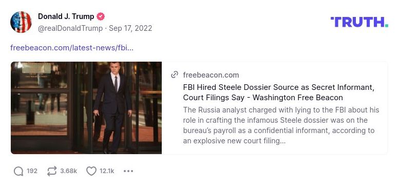 Post image from Donald Trump