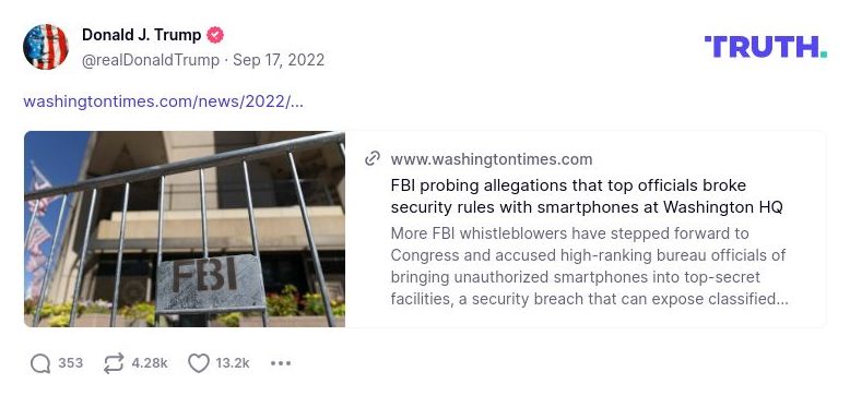 Post image from Donald Trump