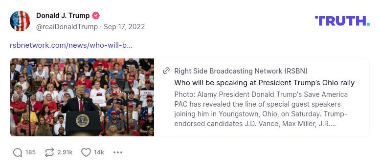 Post image from Donald Trump