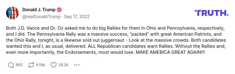 Post image from Donald Trump