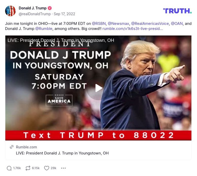 Post image from Donald Trump