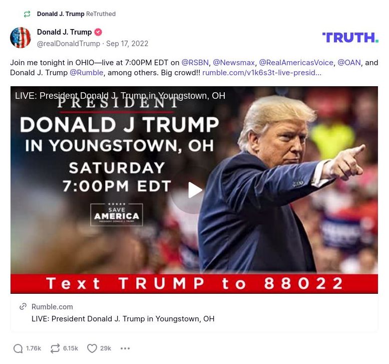 Post image from Donald Trump