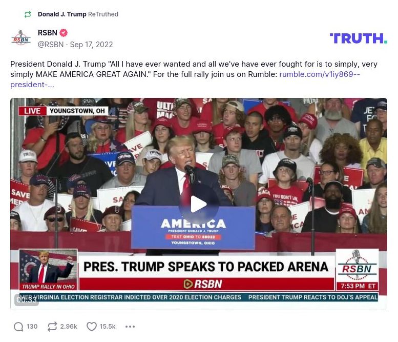 Post image from Donald Trump