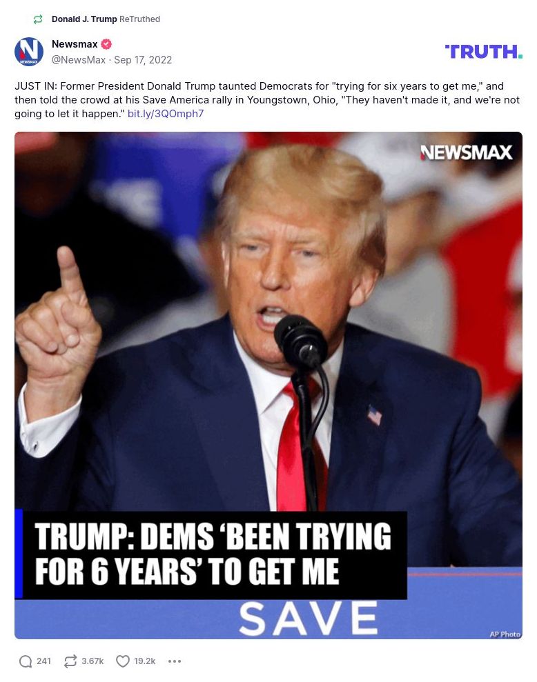 Post image from Donald Trump