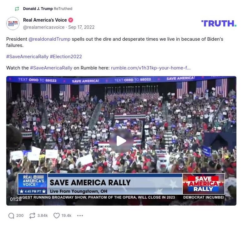 Post image from Donald Trump