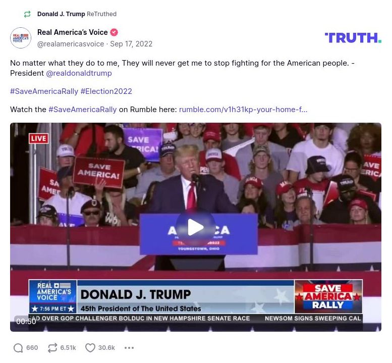 Post image from Donald Trump