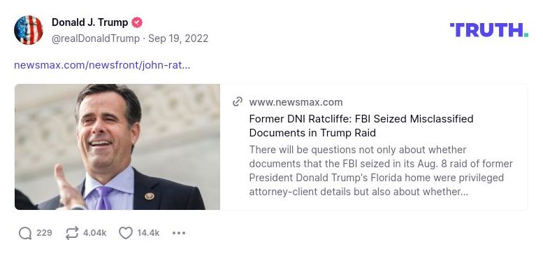 Post image from Donald Trump