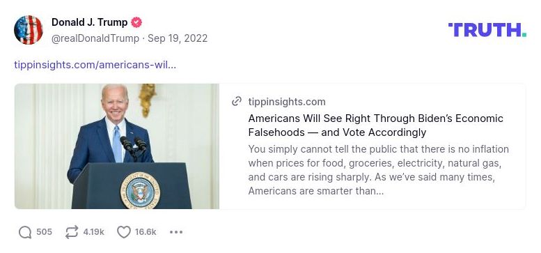 Post image from Donald Trump