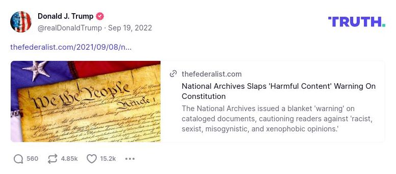 Post image from Donald Trump