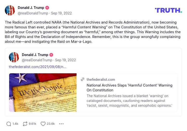 Post image from Donald Trump