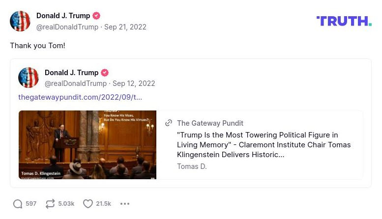 Post image from Donald Trump