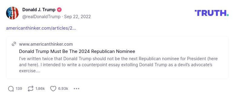 Post image from Donald Trump