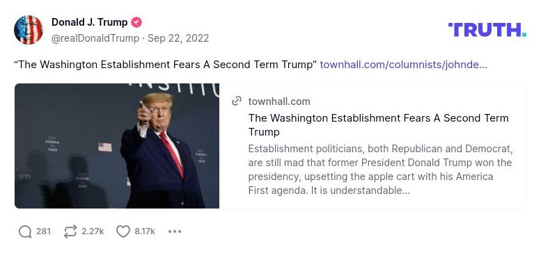 Post image from Donald Trump