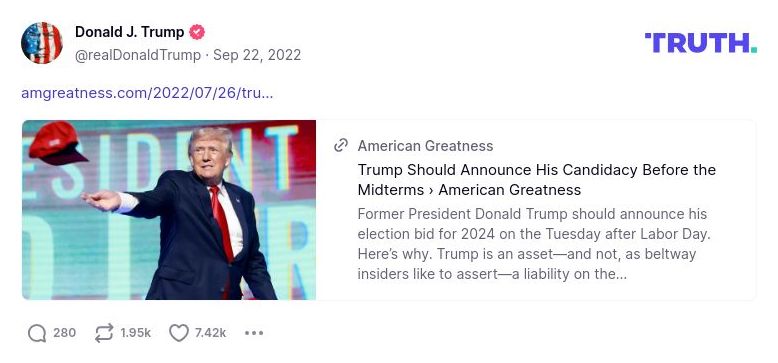 Post image from Donald Trump