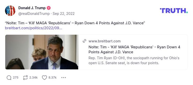 Post image from Donald Trump