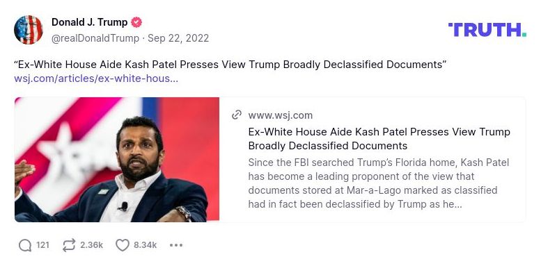 Post image from Donald Trump