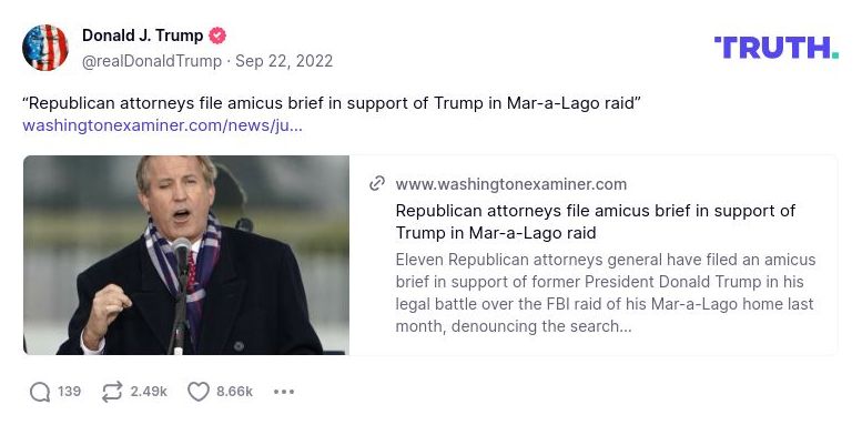 Post image from Donald Trump