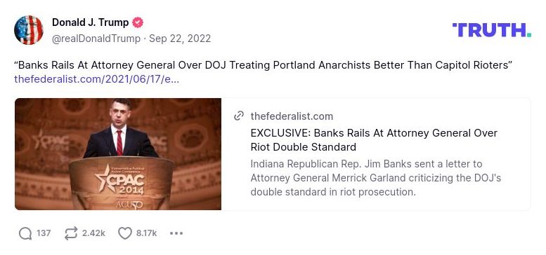 Post image from Donald Trump