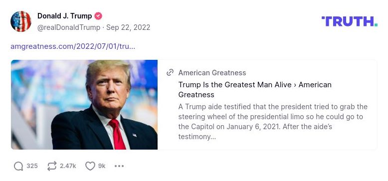 Post image from Donald Trump