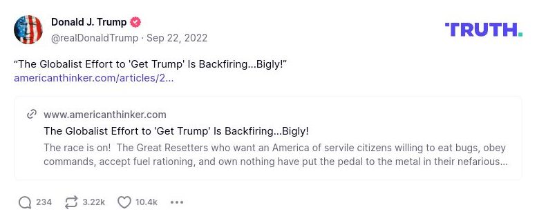 Post image from Donald Trump