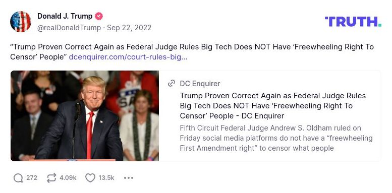 Post image from Donald Trump