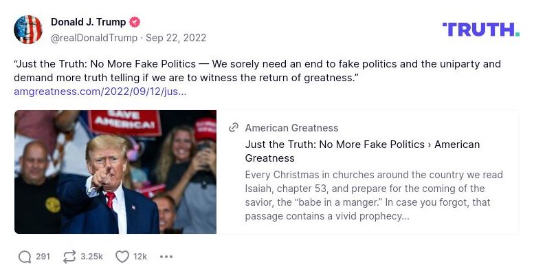 Post image from Donald Trump