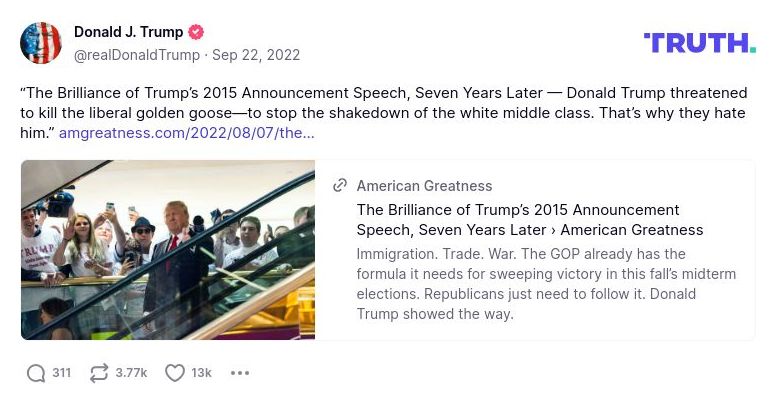 Post image from Donald Trump