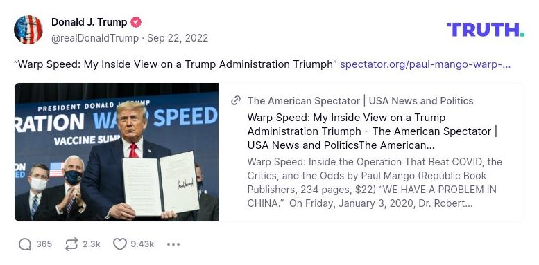 Post image from Donald Trump