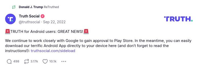 Post image from Donald Trump