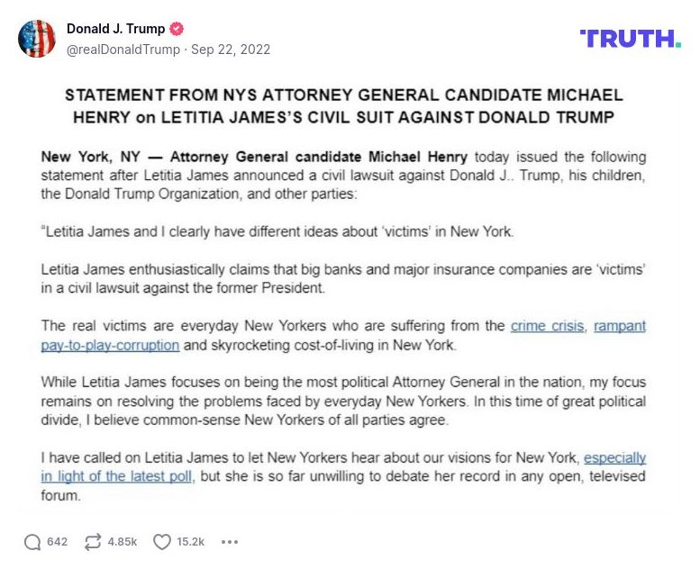 Post image from Donald Trump