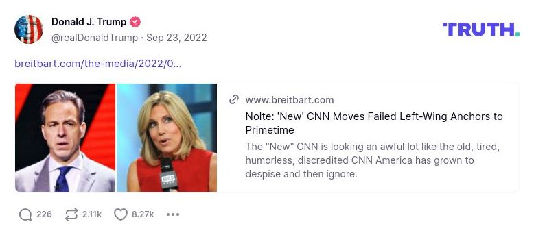 Post preview from Donald Trump