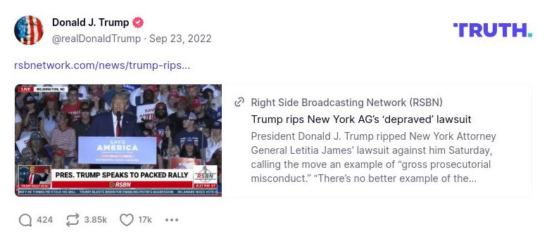 Post image from Donald Trump