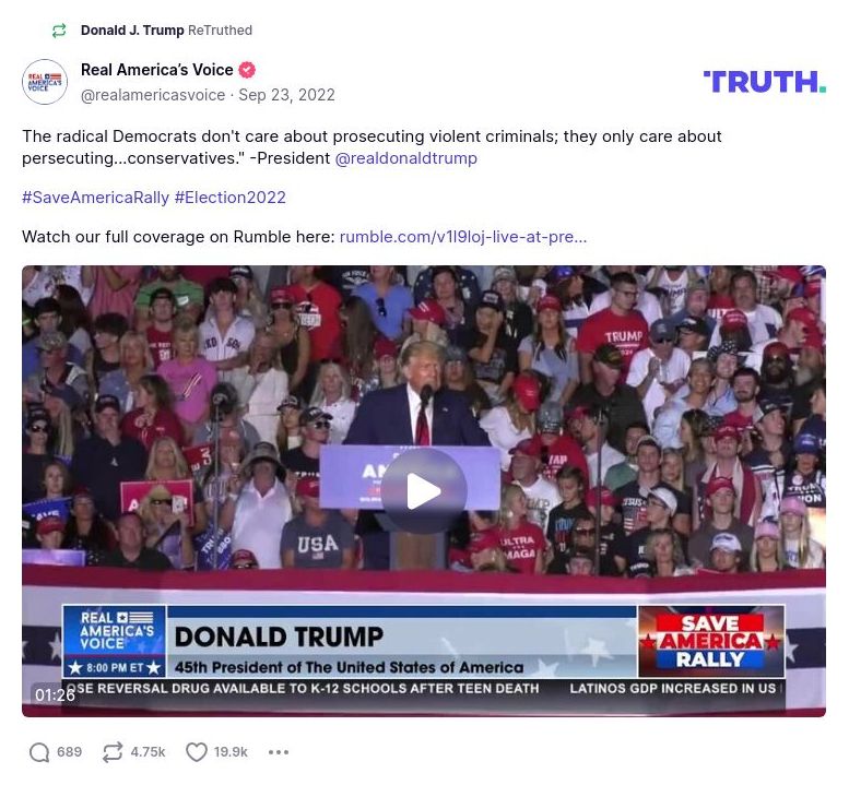 Post image from Donald Trump