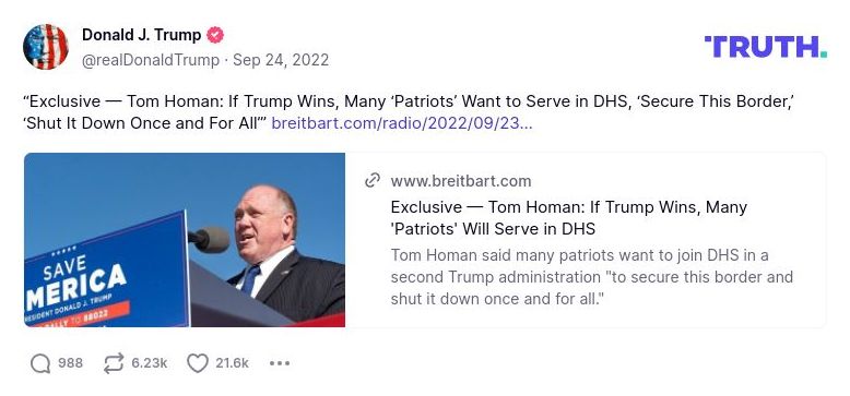 Post image from Donald Trump