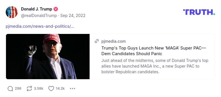 Post image from Donald Trump