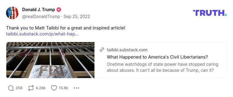 Post image from Donald Trump