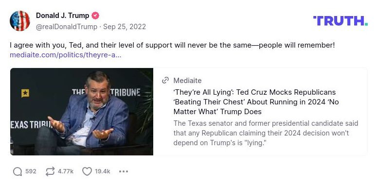 Post image from Donald Trump