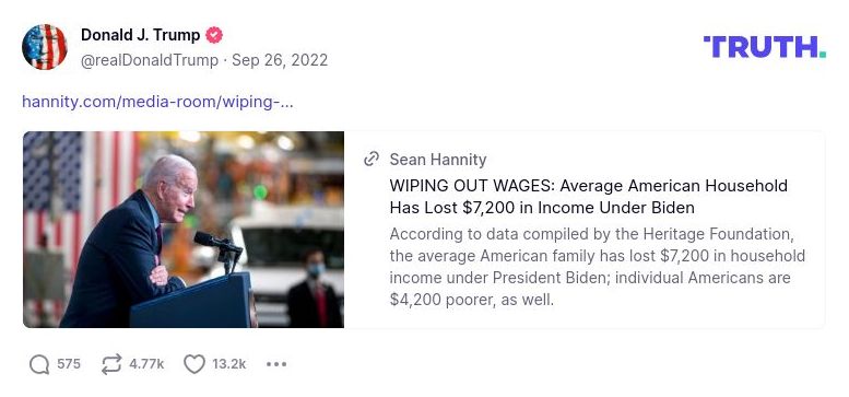 Post image from Donald Trump