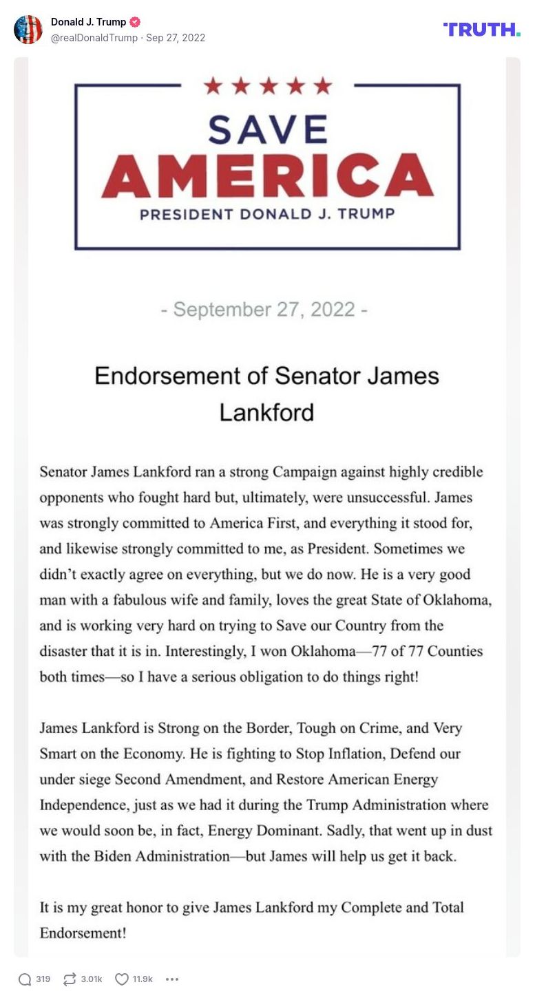 Post image from Donald Trump