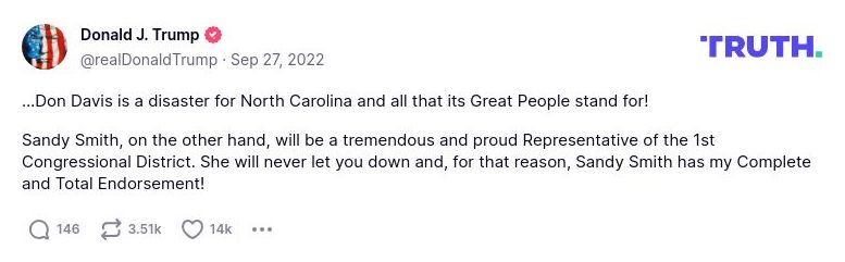 Post preview from Donald Trump