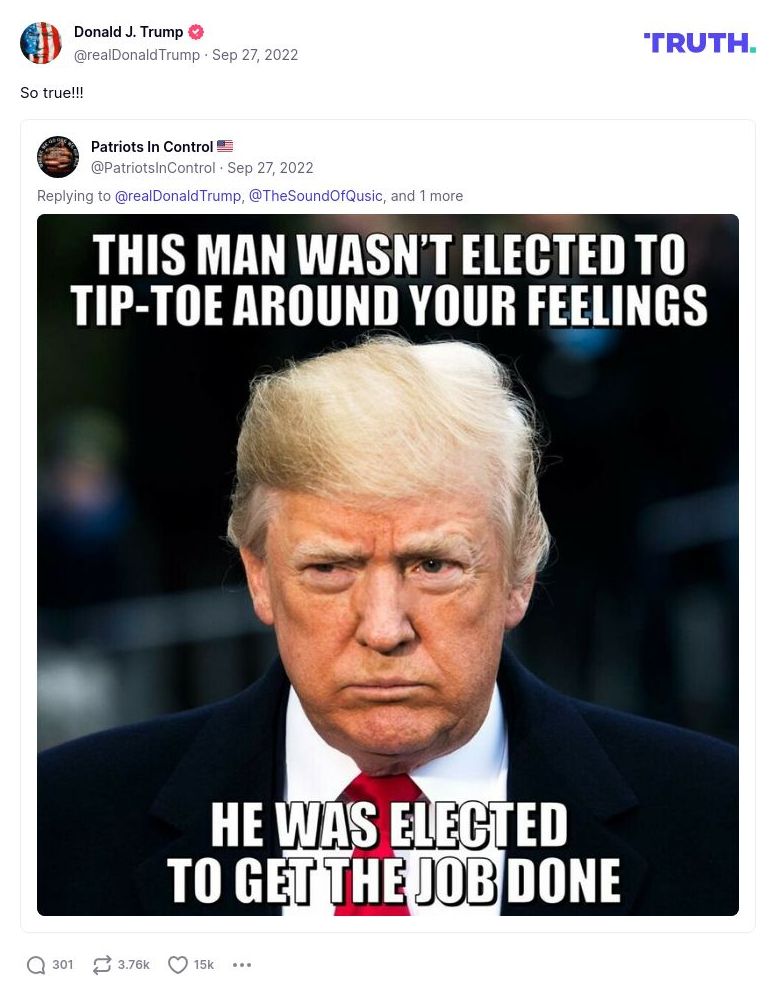 Post image from Donald Trump