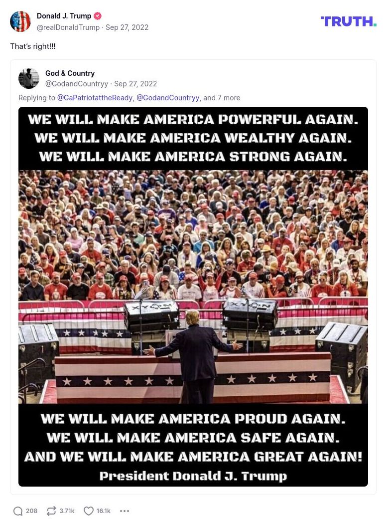 Post image from Donald Trump