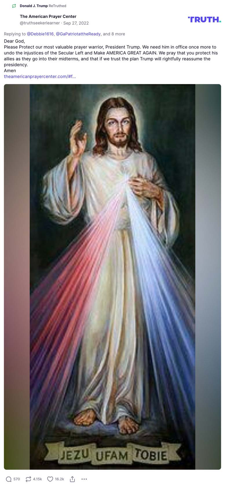 Post image from Donald Trump