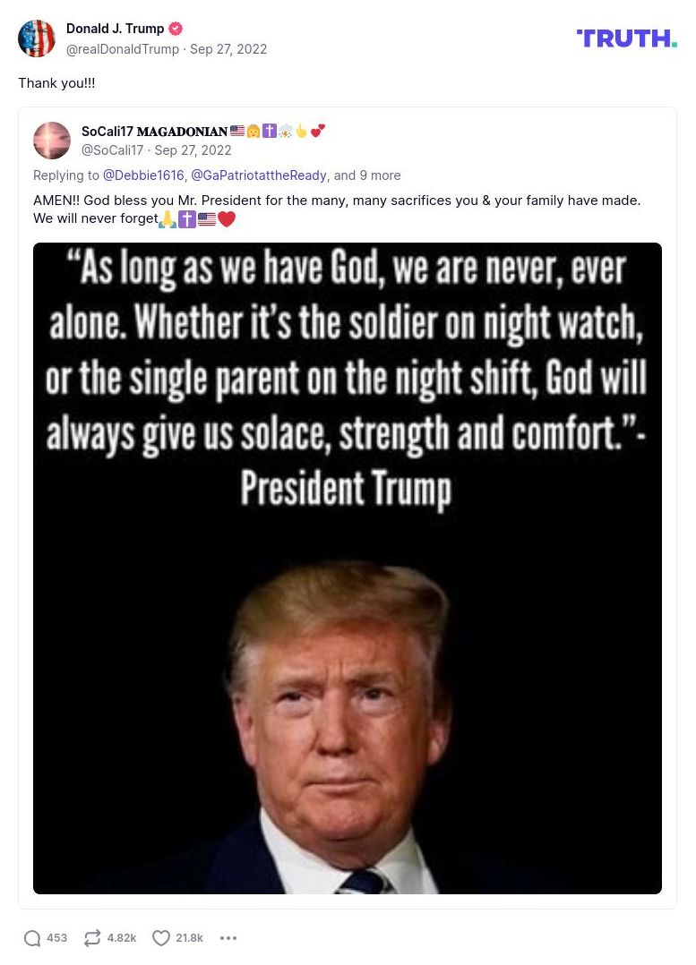 Post image from Donald Trump