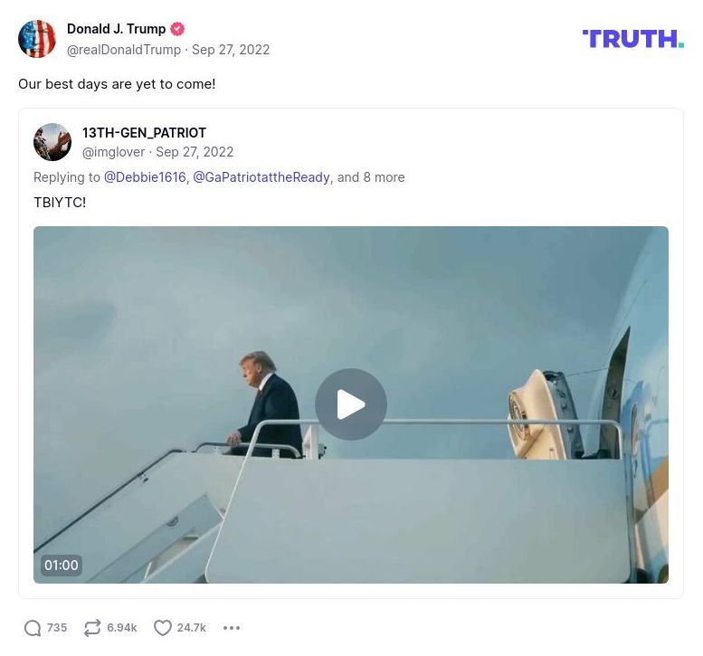 Post image from Donald Trump