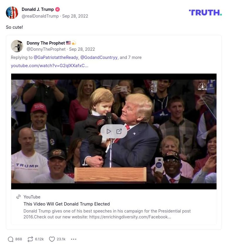 Post preview from Donald Trump