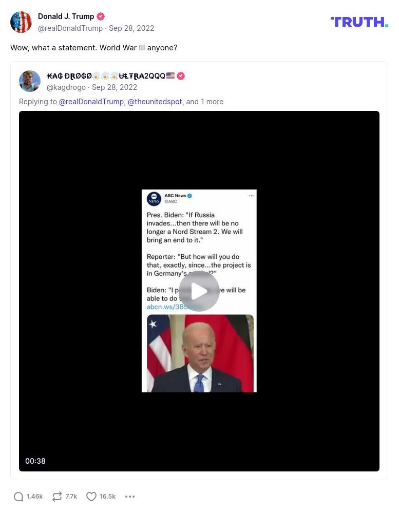 Post image from Donald Trump